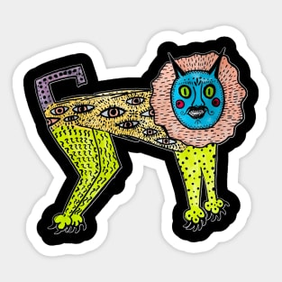 Magic lion.Funny animal.Ukrainian folk art Sticker